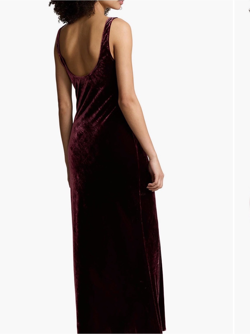 Ralph Lauren Velvet Scoop-Back Maxi Dress in Deep Wine